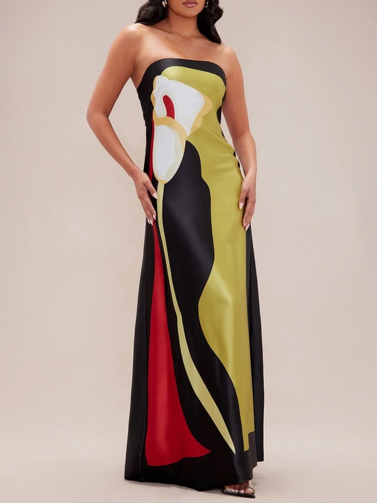 Fashionova Dresses & Skirts - Amalfi Satin Print Maxi Dress